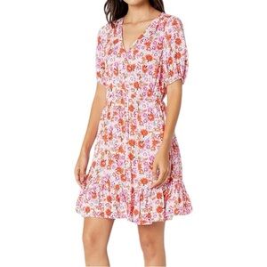 Lucky Brand Short Sleeve V-Neck Ditsy Floral Mila Wrap Dress Size M